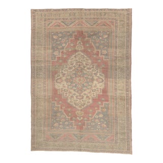 Vintage Turkish Oushak Rug, 06'11 X 09'09 For Sale
