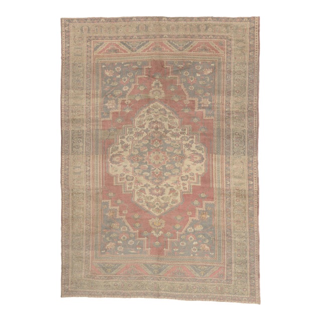 Vintage Turkish Oushak Rug, 06'11 X 09'09 For Sale