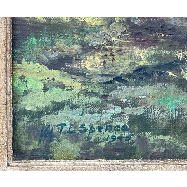 1940s Tobias Everet Spence, River Forest Landscape Oil Painting by 20th Century Post War Irish Artist, 1945 For Sale - Image 5 of 13