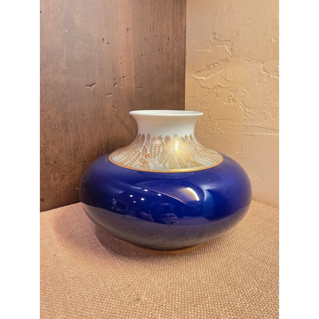 Cobalt Blue and Gold Hutschen Reuther Vase For Sale - Image 4 of 14