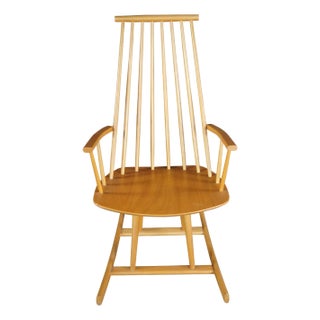 1970s Jorgen Baekmark / FDB Mobler Danish Modern Beech Rocking Chair Modernist Rocker For Sale