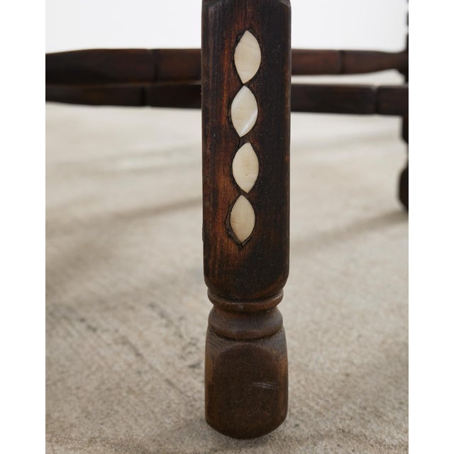 Charcoal Moorish Moroccan Style Folding Brass Tray Drink Table For Sale - Image 8 of 12