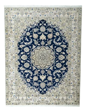 Hand-Knotted Nain Rug with Floral Medallion