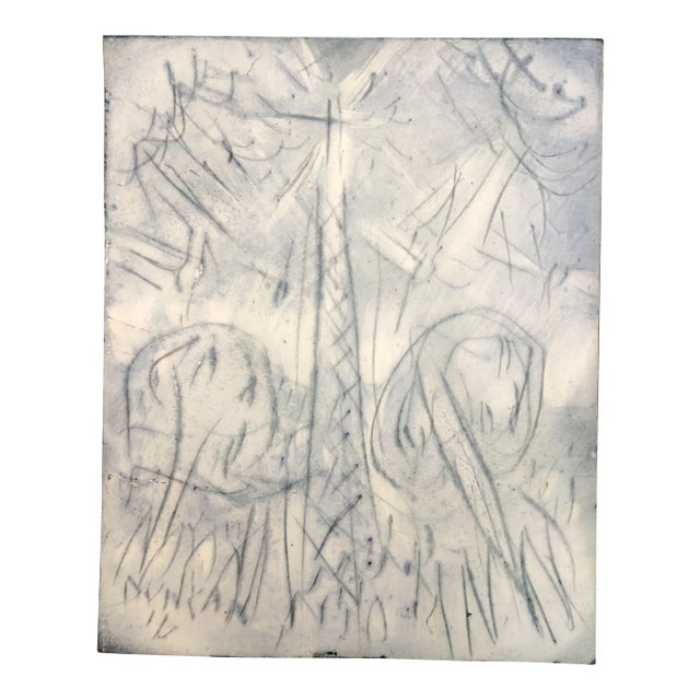 Original Contemporary Peter Duncan Abstract Drawing/Encaustic Painting “The Narrow Way” For Sale