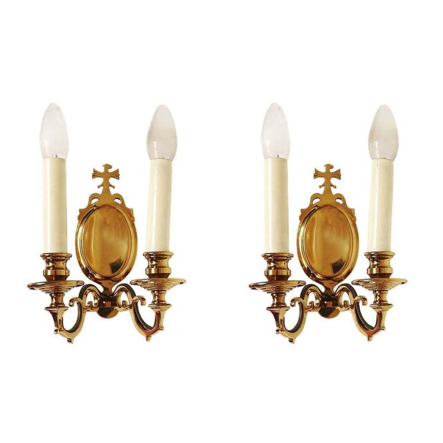 Elegant pair of epochal french "belle epoche / baroque / art deco / art nouveaux" appliques each with an eagle looking to...