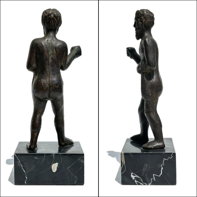 Grand Tour Antique Grand Tour Etruscan Bronze Nude Bacchus Type Statue Sculpture For Sale - Image 3 of 5