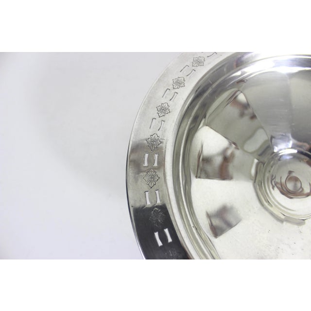 Vintage Silverplate Pedestal Dish Small Footed Pierced Tray For Sale - Image 6 of 7