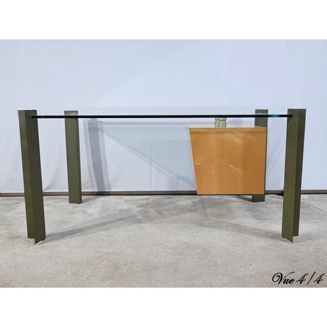 Glass and Sycomore Desk by J. Rondineau, 1990s For Sale - Image 18 of 18