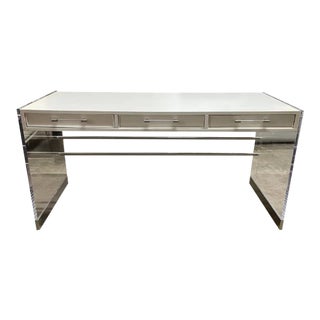 Vanguard White Frost, Brush Nickel & Acrylic Home Office Desk For Sale