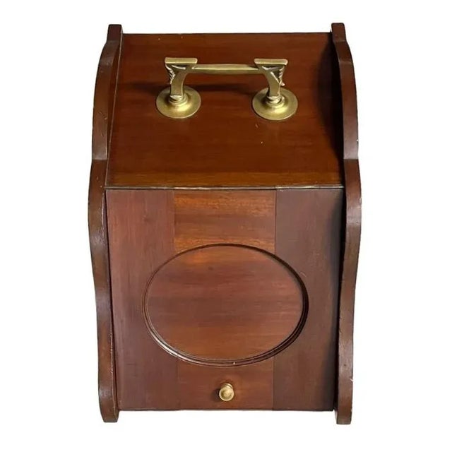 Antique Mahogany & Brass Coal Scuttle Kindling Box. Very good condition. Has metal liner. This model did not come with...