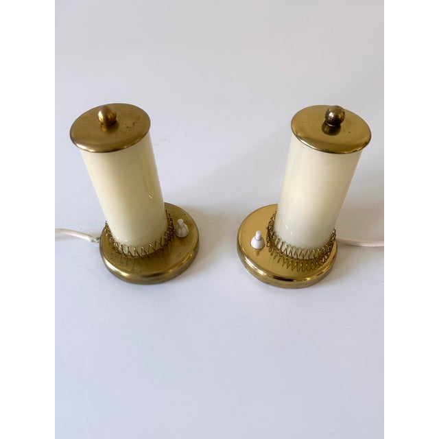 Cream Mid-Century Modern Bedside Table Lamps, Germany, 1950s, Set of 2 For Sale - Image 8 of 18
