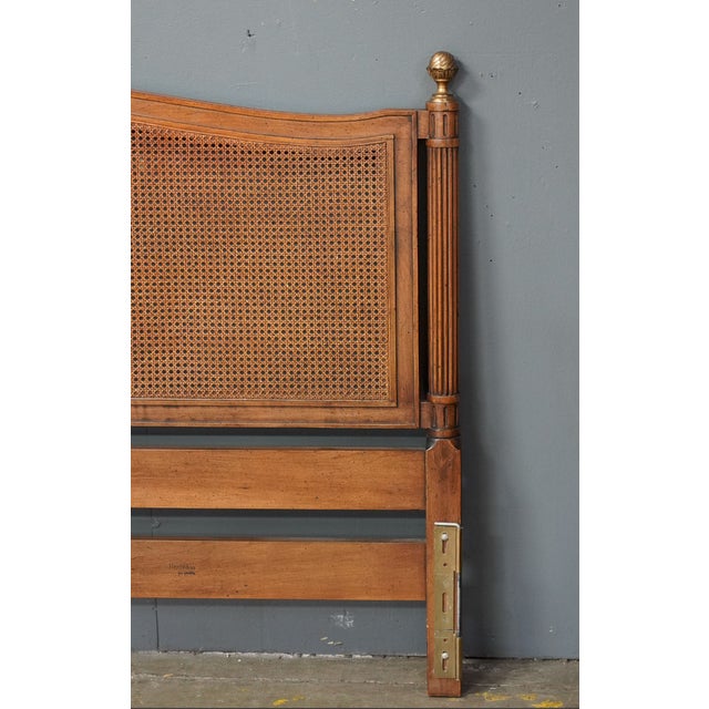 Mid-Century Modern Henredon French Provincial Cane King Headboard – Louis XVI Style Walnut, Mid 20th Century American Fine Furniture For Sale - Image 3 of 8