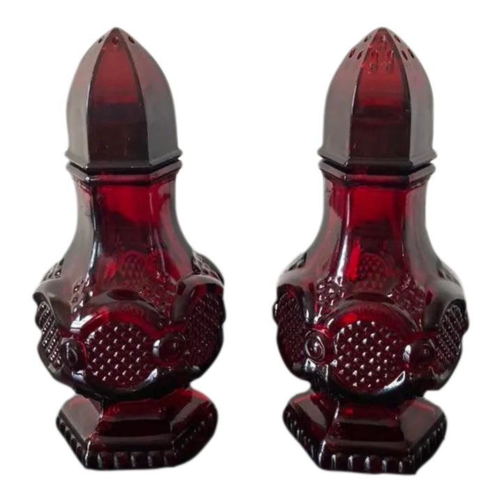 Vintage Salt & Pepper Shakers in Ruby Red- a Pair | Chairish