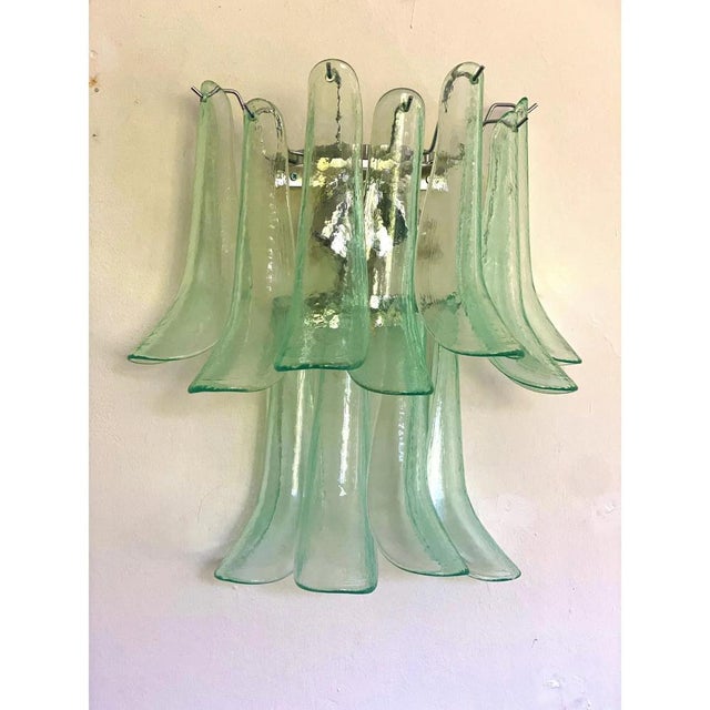 Italian Murano Glass Selle Sconces with Green Water Hue by Simoeng, Set of 2 For Sale - Image 10 of 13