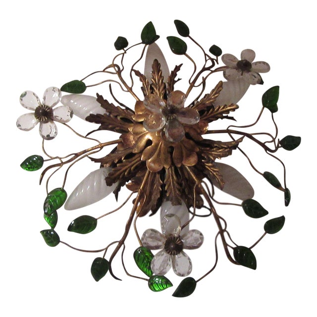 C 1950 S Mid Century Authentic French Maison Bagues Ceiling Mount