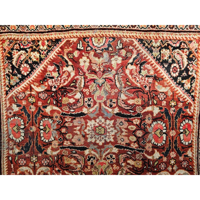 Vintage Persian Mahal Sultanabad Rug, Hand-Knotted Wool, Geometric Pattern, 9x13, Rust-Red & Navy For Sale - Image 14 of 17