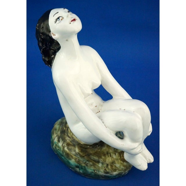 20th Century Art Deco Ceramic Sculpture of a Nude Woman by Aldo Bacchilega, Italy, 1890s For Sale - Image 3 of 18