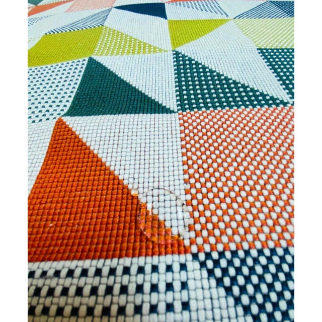 Abstract Pollack Jockey Derby Navy Olive Off White Orange Abstract Geometric Water & Stain Resistant Upholstery Fabric For Sale - Image 3 of 5