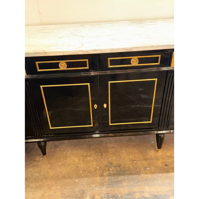 French French Louis XVI Style Black Lacquered Sideboard For Sale - Image 3 of 7