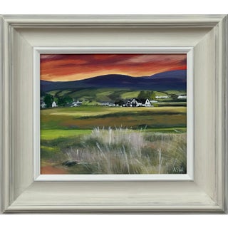 Sunset at Brora Golf Course in the Scottish Highlands by Contemporary Artist, 2024, Framed For Sale