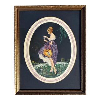 1920's Framed French Artwork "The Daisies Tell" by Marcel Le Boulte For Sale