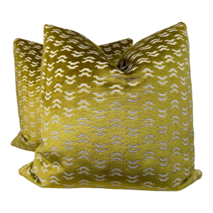Manuel Canovas "Tino Velvet" in Color Anis 22" PIllows-A Pair