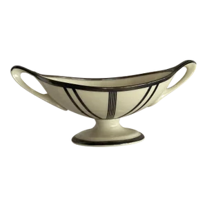 1930s Lenox Art Deco Sugar Bowl With Sterling Silver Overlay