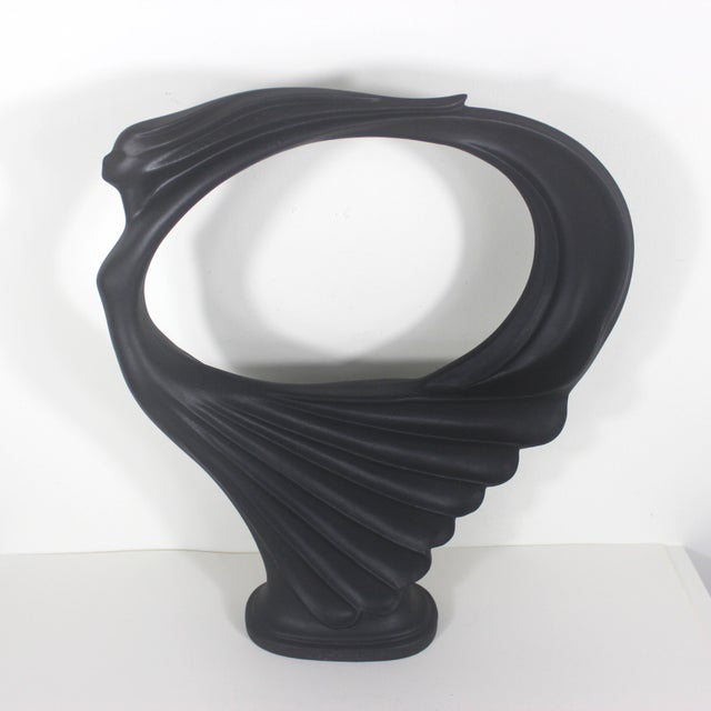 Art Nouveau Black Ceramic Flying Dancing Woman Sculpture 19” Tall For Sale - Image 6 of 13
