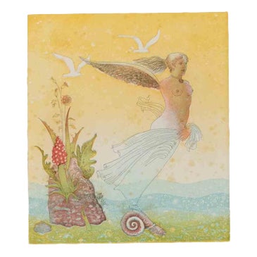 Normanno Soscia, Winged Girl, Etching, 1990s For Sale