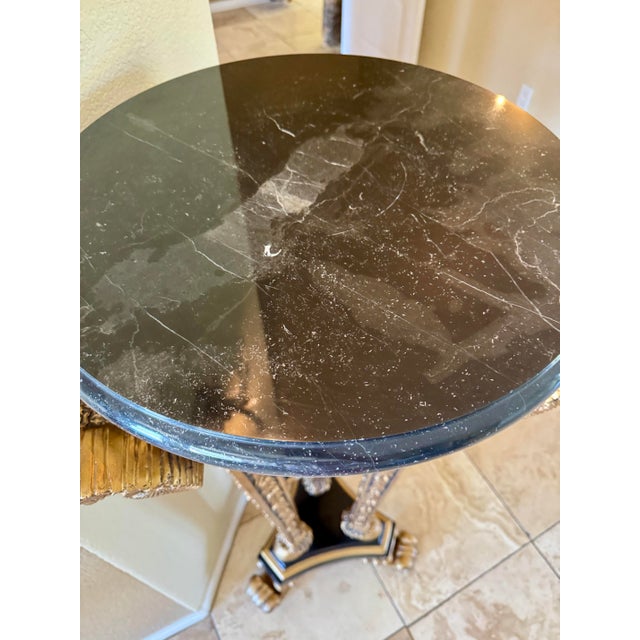 Empire Neo Classical Traditional Ram’s Head With Marble Top Pedestal Plinth For Sale - Image 11 of 12
