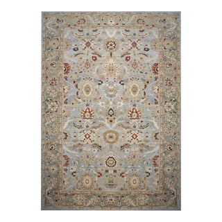 Persian Wool Sultanabad 14 x 20 Light Blue & Teal with Rust Oversized Rug #1140199 For Sale