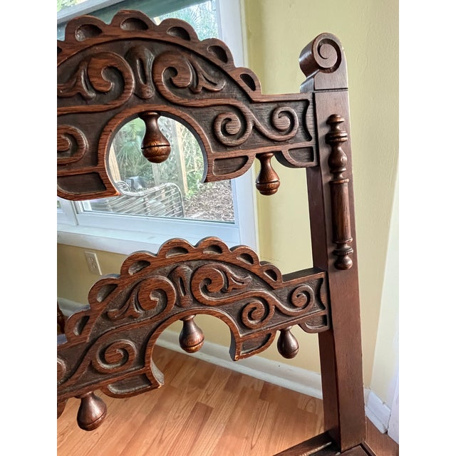 Antique Sligh Furniture Jacobean Revival Oak Dining/Hall Chair–Derbyshire and South Yorkshire Side Chair-Circa 1910s For Sale - Image 10 of 13