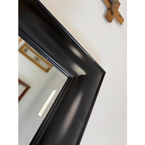 1980s Black Wooden Wall Mirror, 1980s For Sale - Image 5 of 8