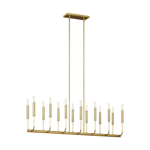 The Brianna fourteen light billiard island chandelier in burnished brass provides abundant light to your home, while...