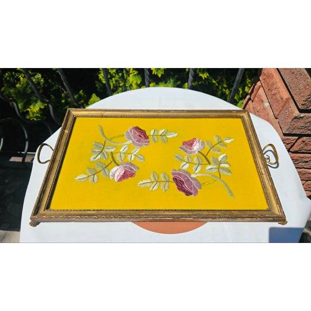 Wood Art Deco Wooden Tray with Embroidered Lion Paws, 1920s For Sale - Image 7 of 7