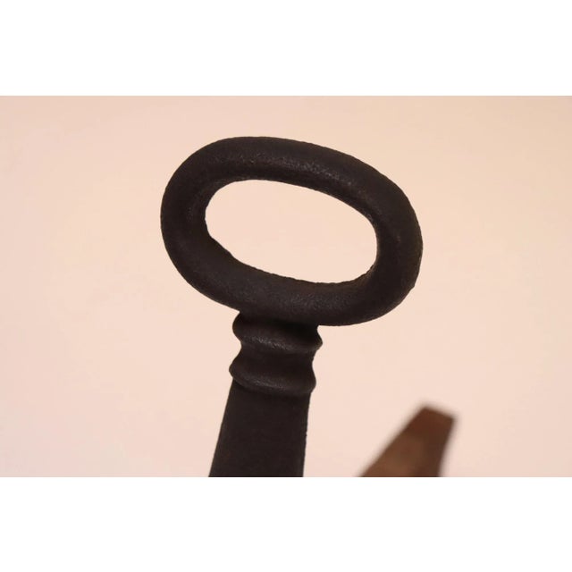 Black Pair of Petite Arts and Crafts Cast Iron Key Hole Andirons / Fire Dogs For Sale - Image 8 of 12