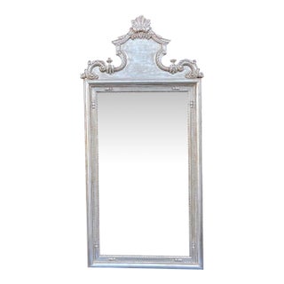 Huge 18th C Style Charles Pollock for William Switzer Silver Giltwood Mirror For Sale