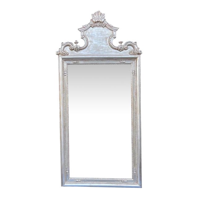 Huge 18th C Style Charles Pollock for William Switzer Silver Giltwood Mirror For Sale