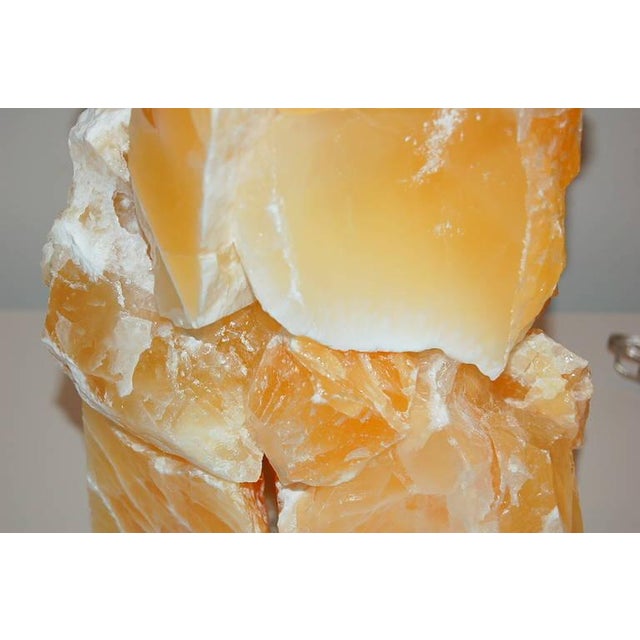 Stone Rock Lamp Table Sculptures in Orange Calcite For Sale - Image 9 of 11