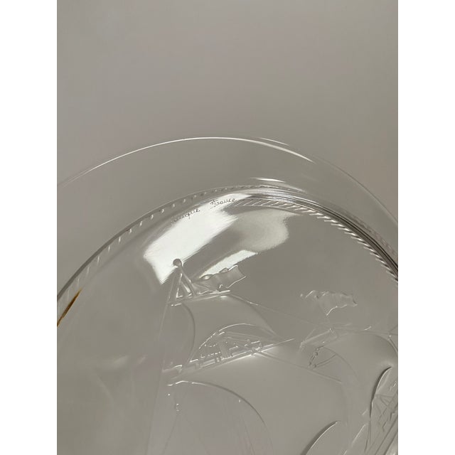 Mid 20th Century Pair of Lalique Glass and Frosted Ship Plates For Sale - Image 5 of 5