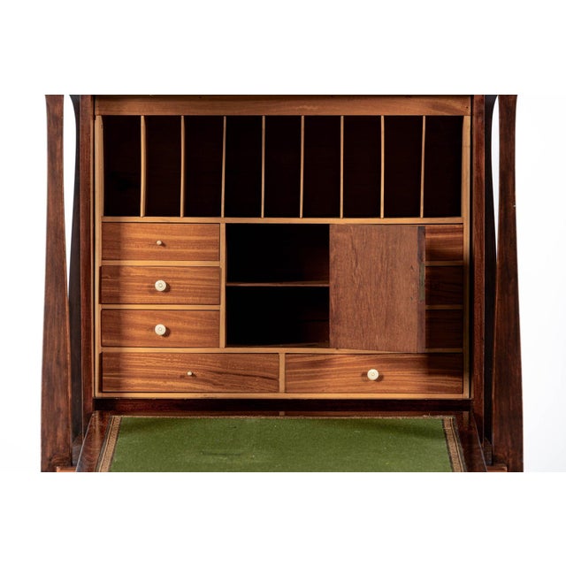 1900 - 1909 Antique Art Nouveau Scottish Mahogany Floral Secretary Cabinet For Sale - Image 5 of 17