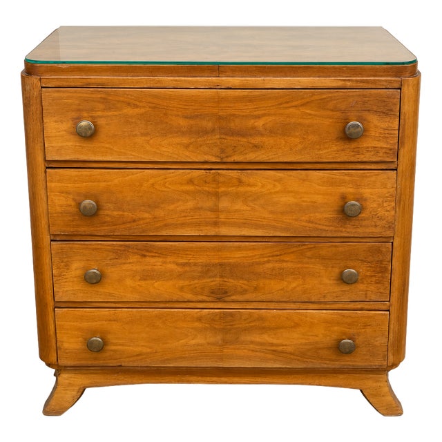 Vintage Art Deco Walnut Chest of Drawers, 1950s For Sale