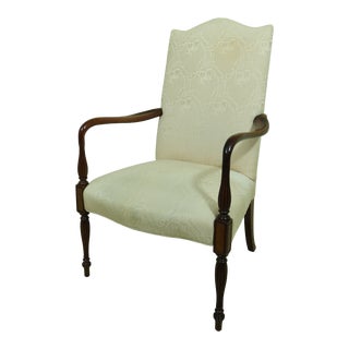 Statesville Sheraton Style High Back Mahogany Open Arm Lolling Chair For Sale