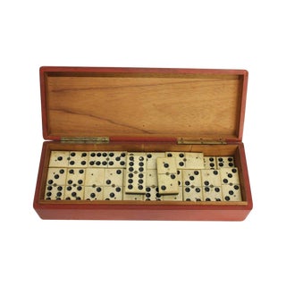 Antique Bone & Ebony Domino Set For Sale
