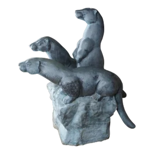 1990s Monumental Max Turner Patinated Bronze Life Size Otter Statue