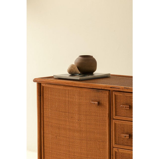 1970s Vintage Rattan and Bamboo Sideboard, Italy, 1970s For Sale - Image 5 of 18