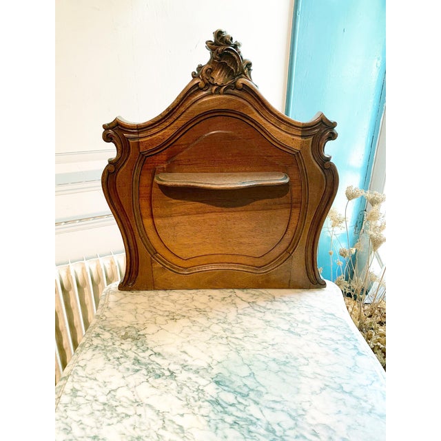 Louis XV Style Bedside Table in Carved Walnut, 1890s For Sale - Image 6 of 7