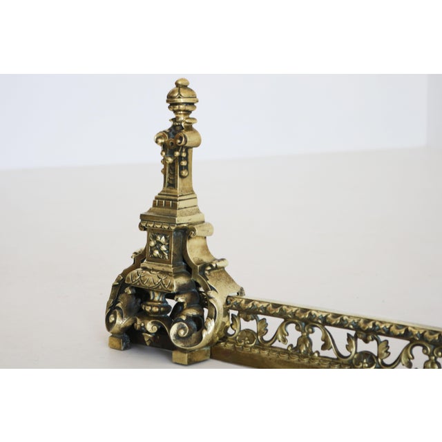 Late 19th Century Antique French Louis XVI Style Adjustable Bronze Fireplace Fender, 1880 For Sale - Image 5 of 10