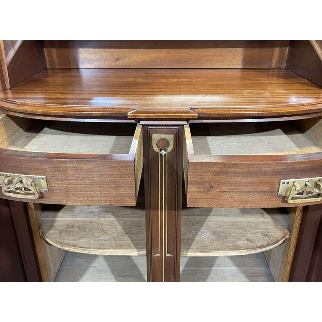 Art Nouveau Mahogany Sideboard with Clock in the style of Gustave Serrurier Bovy, 1890s For Sale - Image 10 of 18