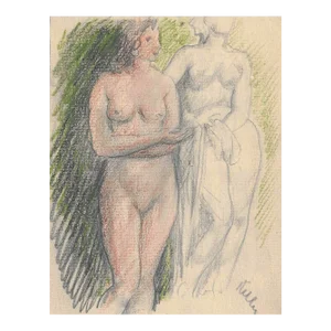 1920s Henry Keller Female Nude Drawing